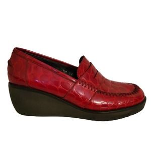 Red Croc Loafer Donald Pliner vintage Platform 8.5 M